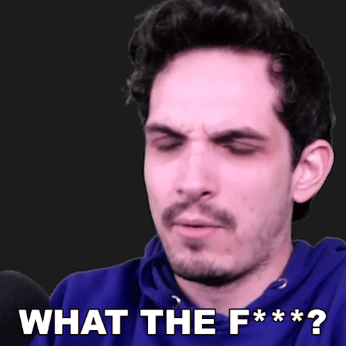 A Man Wearing A Blue Hoodie Is Asking What The F *** ? GIF