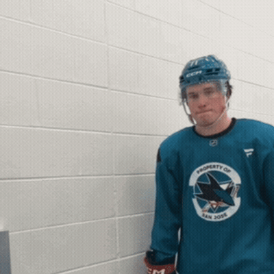 A Man Wearing A Blue Jersey That Says Property Of San Jose On It GIF