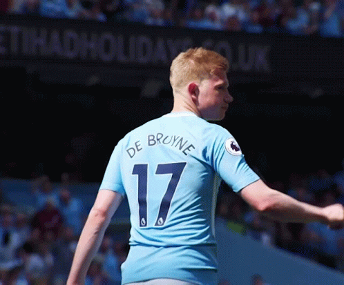A Man Wearing A Blue Jersey With The Number 17 On The Back GIF