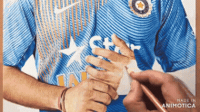 A Man Wearing A Blue Nike Shirt With A Star On The Front GIF