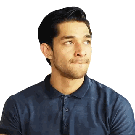 A Man Wearing A Blue Polo Shirt Looks To His Right Sticker