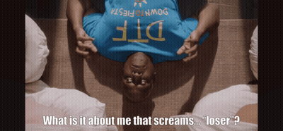 A Man Wearing A Blue Shirt That Says Down To Fiesta On It GIF