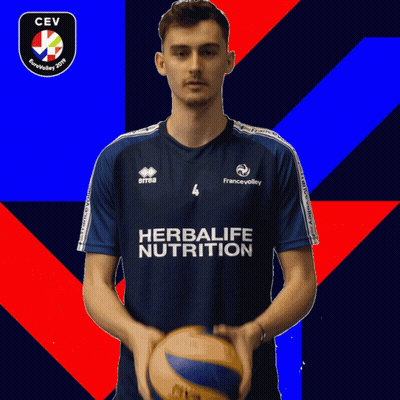 A Man Wearing A Blue Shirt That Says Herbalife Nutrition GIF