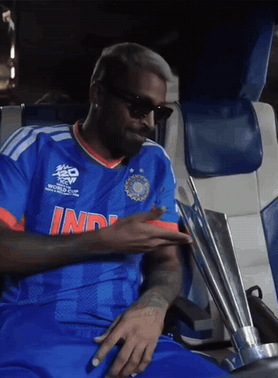 A Man Wearing A Blue Shirt That Says India GIF
