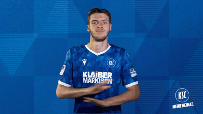 A Man Wearing A Blue Shirt That Says Klaber Markisen On It GIF