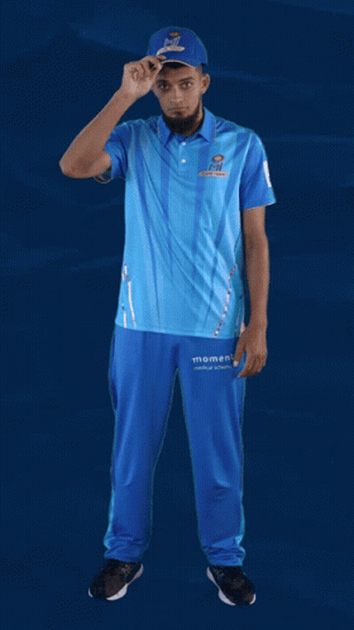 A Man Wearing A Blue Shirt That Says Moments GIF
