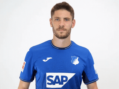 A Man Wearing A Blue Shirt That Says Sap GIF