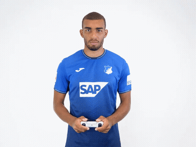 A Man Wearing A Blue Shirt That Says Sap On It GIF