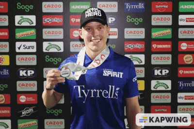 A Man Wearing A Blue Shirt That Says Tyrrell 'S On It GIF