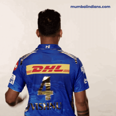 A Man Wearing A Blue Shirt With Dhl On The Back GIF