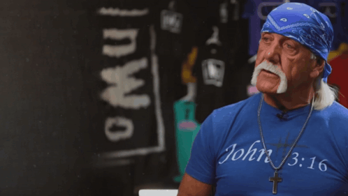 A Man Wearing A Blue Shirt With John 3:16 Written On It GIF