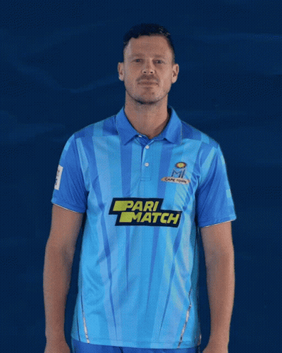A Man Wearing A Blue Shirt With Pari Match On It GIF