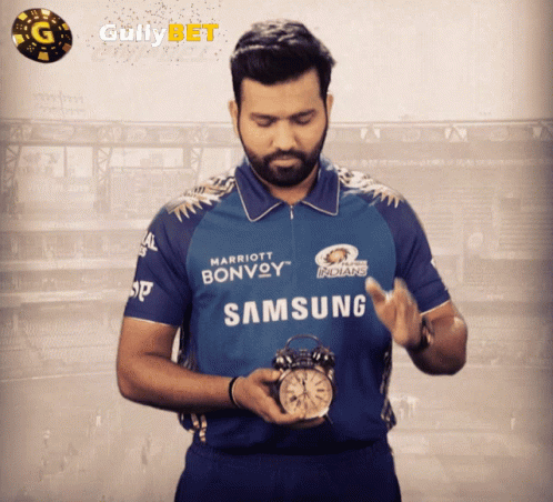 A Man Wearing A Blue Shirt With Samsung On It GIF