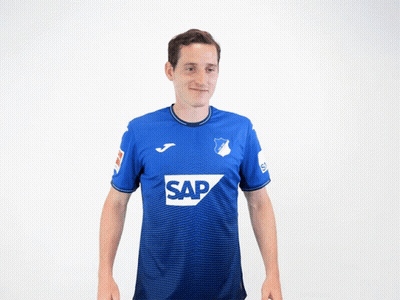 A Man Wearing A Blue Shirt With The Word Sap On The Front GIF