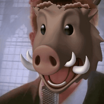A Man Wearing A Boar Mask With Tusks GIF