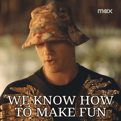 A Man Wearing A Bucket Hat Says " We Know How To Make Fun " In Front Of A Max Logo GIF