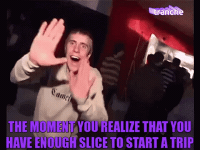 A Man Wearing A Camel Sweatshirt Says The Moment You Realize That You Have Enough Slice To Start A Trip .. GIF