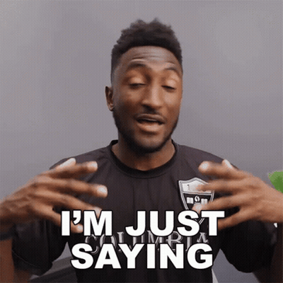 A Man Wearing A Columbia Shirt Is Saying I 'M Just Saying GIF