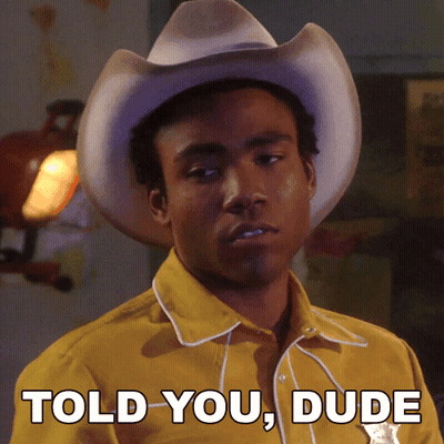 A Man Wearing A Cowboy Hat And A Sheriff 'S Uniform Says Told You Dude GIF