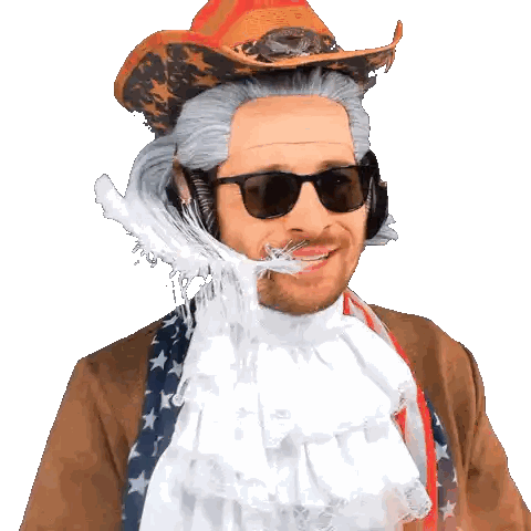 A Man Wearing A Cowboy Hat And Sunglasses GIF