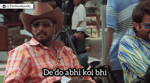 A Man Wearing A Cowboy Hat And Sunglasses Says De Do Abhi Koi Bii GIF