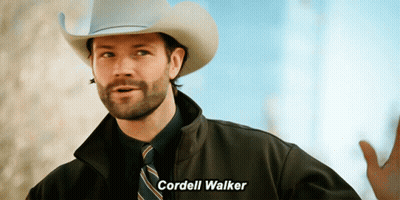A Man Wearing A Cowboy Hat And Tie Is Called Cordell Walker GIF