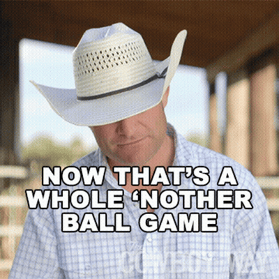 A Man Wearing A Cowboy Hat Says Now That 'S A Whole ' Nother Ball Game ' GIF