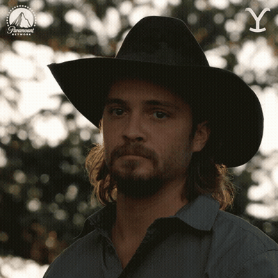 A Man Wearing A Cowboy Hat With The Paramount Network Logo GIF