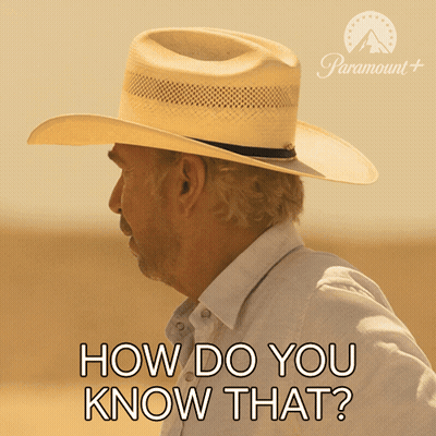 A Man Wearing A Cowboy Hat With The Words How Do You Know That Below Him GIF
