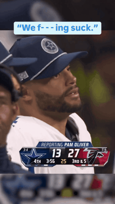 A Man Wearing A Cowboys Hat Is Watching A Football Game And Says " We F-Ing Suck " GIF