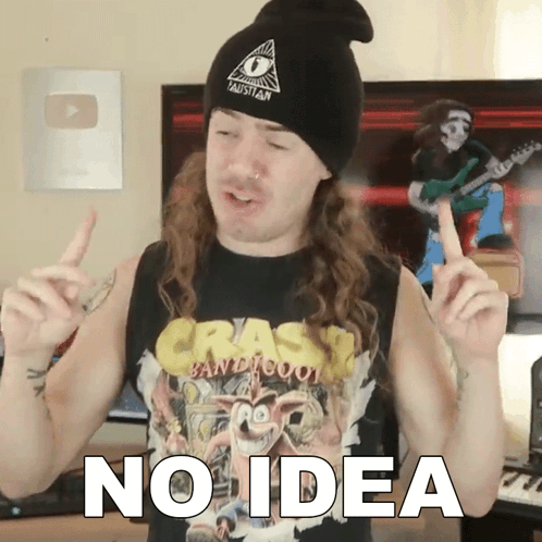 A Man Wearing A Crash Bandicoot Tank Top Says No Idea GIF