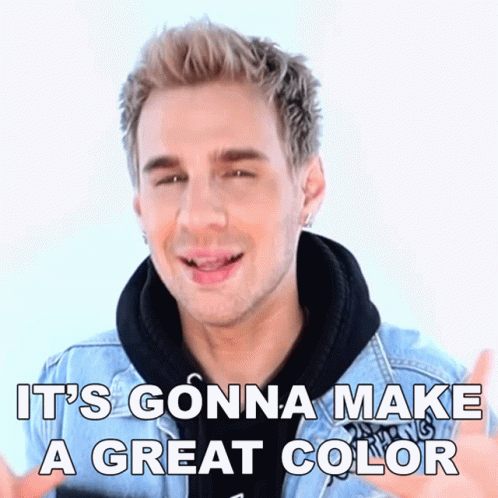 A Man Wearing A Denim Jacket And A Black Hoodie Says " It 'S Gonna Make A Great Color " GIF