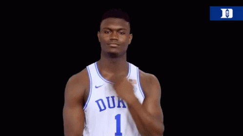 A Man Wearing A Duke Jersey With The Number One On It GIF