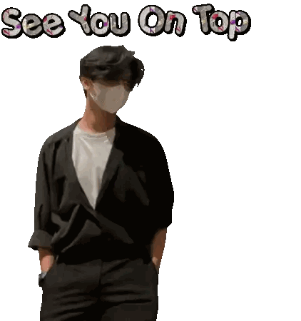 A Man Wearing A Face Mask With The Words See You On Top Below Him Sticker