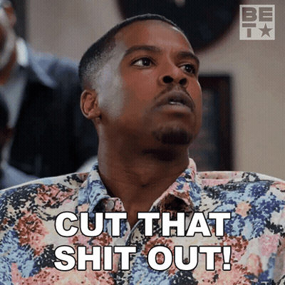 A Man Wearing A Floral Shirt Is Saying Cut That Shit Out GIF