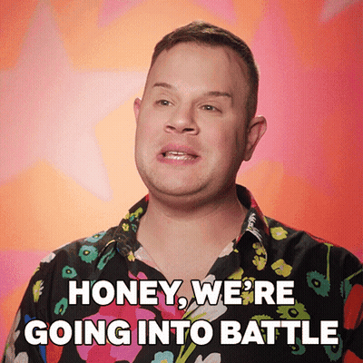 A Man Wearing A Floral Shirt Says Honey We 'Re Going Into Battle GIF