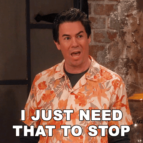 A Man Wearing A Floral Shirt Says I Just Need That To Stop GIF