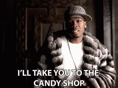 A Man Wearing A Fur Coat And A Hat Says I 'Ll Take You To The Candy Shop GIF