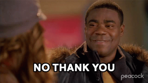 A Man Wearing A Fur Coat Says No Thank You GIF