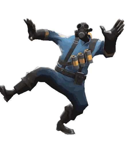 A Man Wearing A Gas Mask And A Backpack Is Waving His Hand Sticker