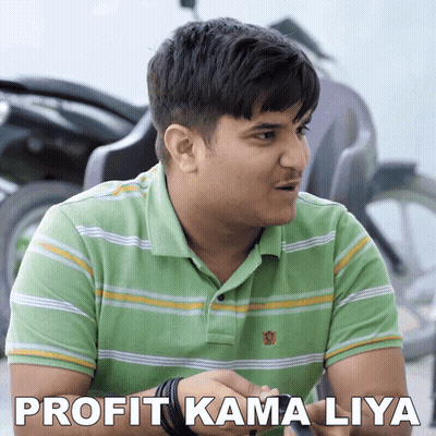 A Man Wearing A Green And Yellow Striped Shirt Says Profit Kamaliya GIF