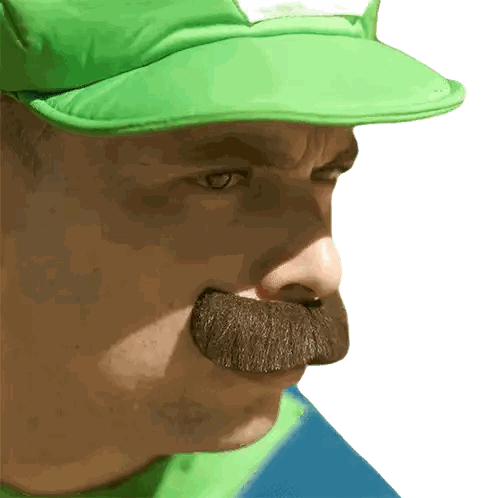 A Man Wearing A Green Hat Has A Fake Mustache On His Face Sticker