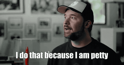 A Man Wearing A Hat And A Black Shirt Says I Do That Because I Am Petty GIF