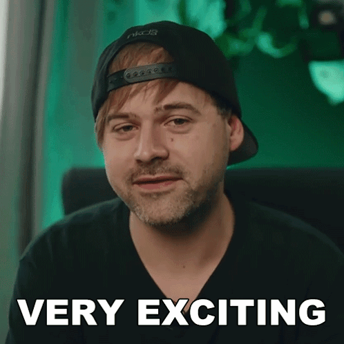 A Man Wearing A Hat And A Black Shirt Says " Very Exciting " GIF