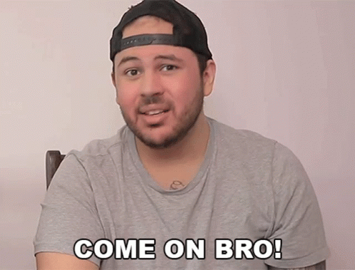 Man In Hat And Grey Shirt Saying Come On Bro GIF