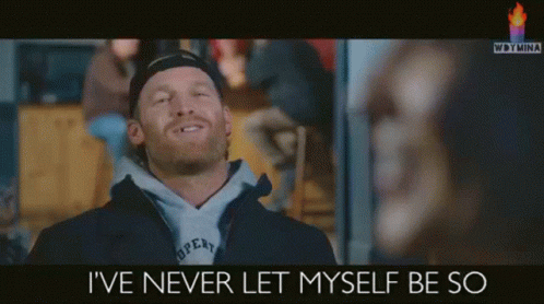 A Man Wearing A Hat And A Hoodie With The Words I 'Ve Never Let Myself Be So GIF