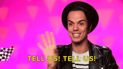A Man Wearing A Hat And A Leather Jacket Says Tell Us ! Tell Us ! GIF