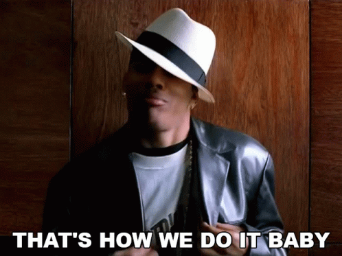 A Man Wearing A Hat And A Leather Jacket Says That 'S How We Do It Baby GIF