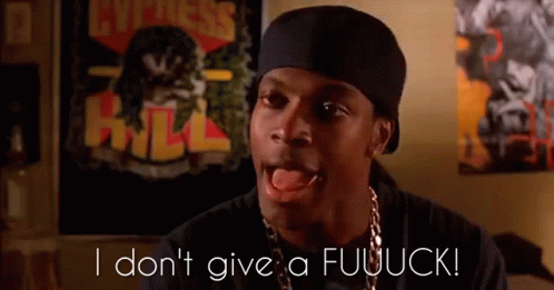 A Man Wearing A Hat And A Necklace Says I Don 'T Give A Fuuuck ! GIF
