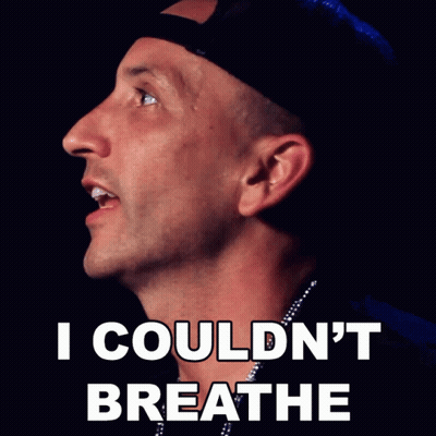 A Man Wearing A Hat And A Necklace With The Words I Couldn 'T Breathe Below Him GIF